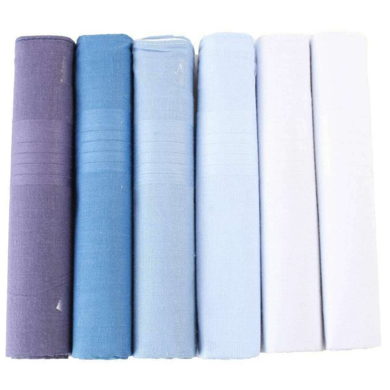 David Van Hagen Plain 6 Pack Handkerchief - Blue