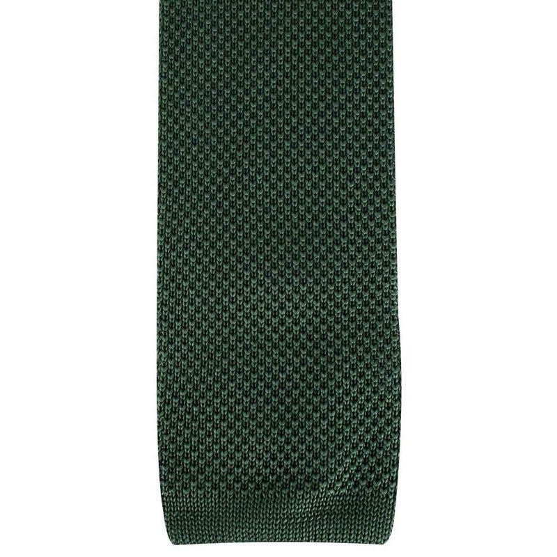 David Van Hagen Plain Knitted Tie - Olive