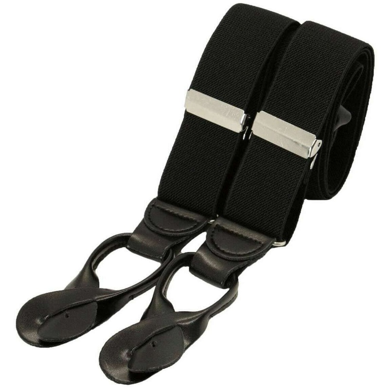 David Van Hagen Rolled Leather End Braces - Black