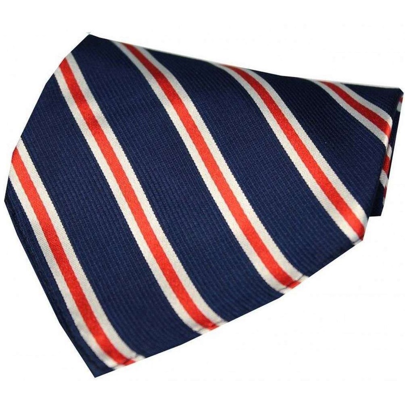 David Van Hagen Striped Silk Handkerchief - Navy/Red/White