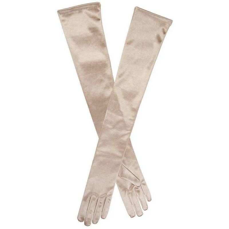 Dents Bella Long Satin Opera Gloves - Champagne Cream