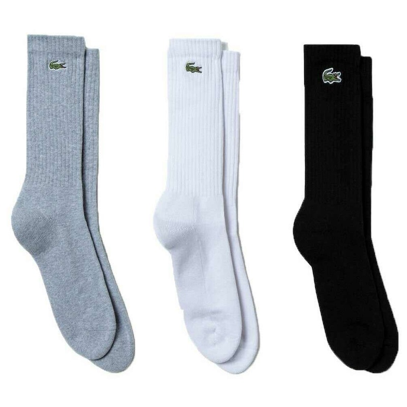 Lacoste Sports High Cut 3 Pack Socks - Grey/White/Black