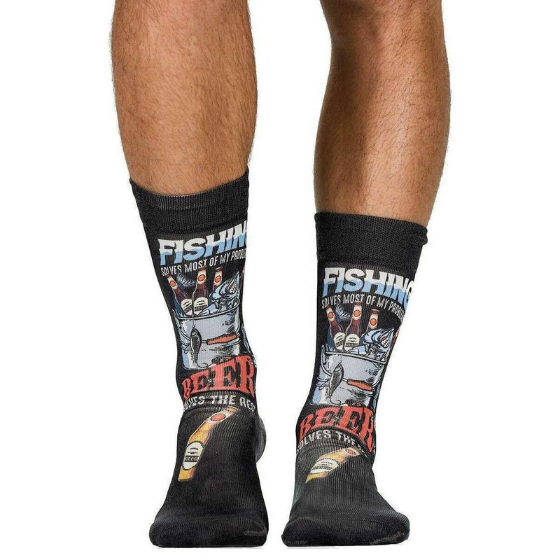 Wigglesteps Fishing and Beer II Socks - Black/Red