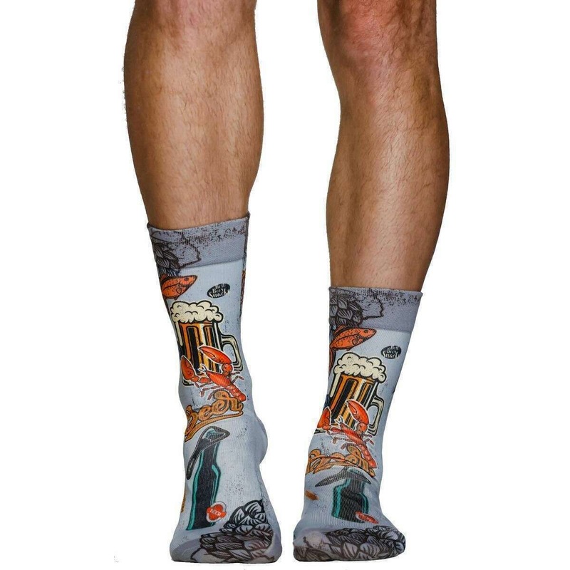 Wigglesteps Retro Beer Socks - Grey/Orange/Red