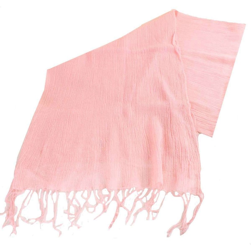 Bassin and Brown Gower Plain Textured Wool Scarf - Pink