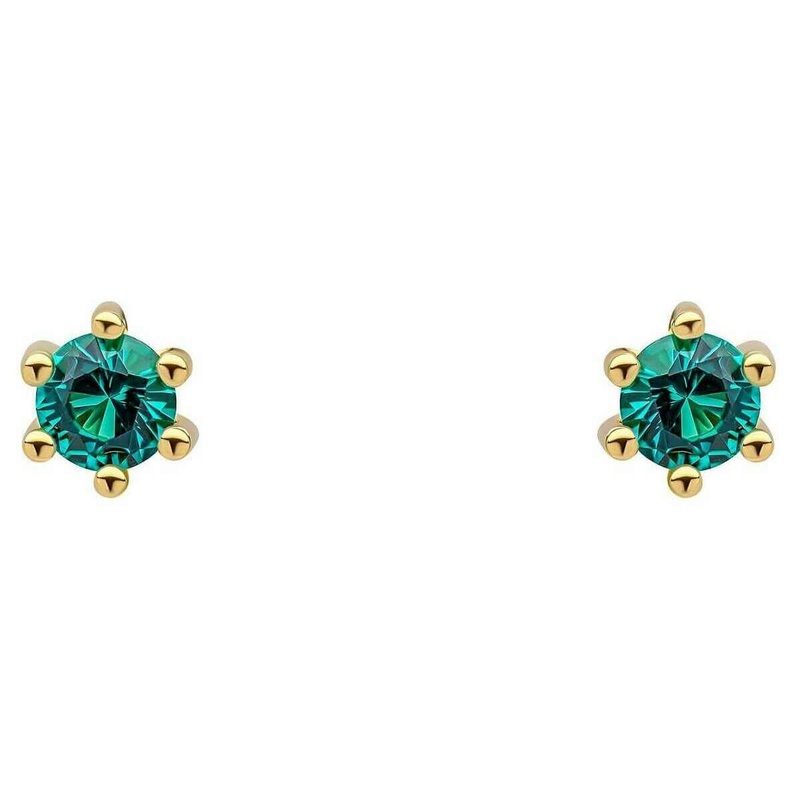 Beginnings 3mm Crystal Stud Earrings - Gold/Emerald Green