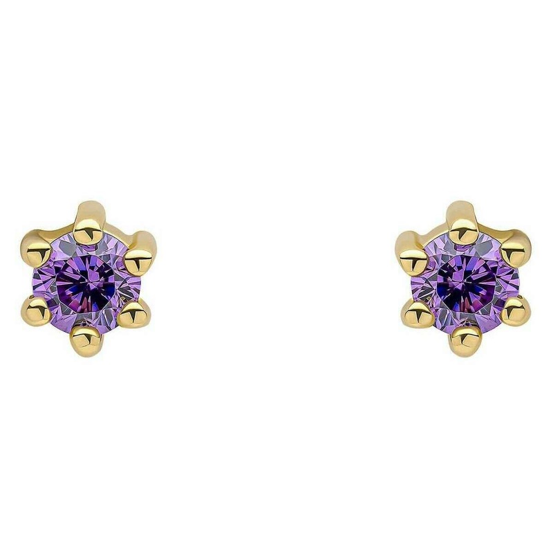 Beginnings 3mm Crystal Stud Earrings - Gold/Purple