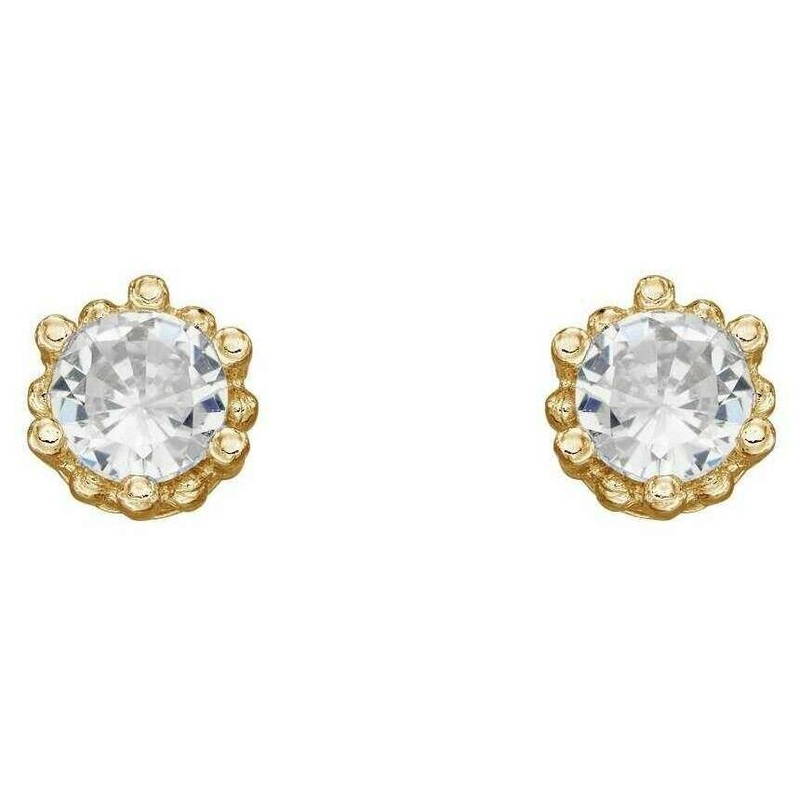 Beginnings Dotted Edge Round Stud Earrings - Gold