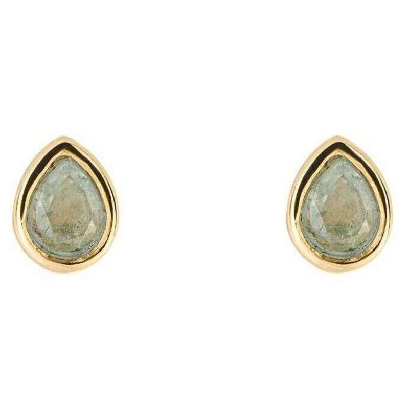 Beginnings March Semi-Precious Birthstone Earrings - Gold/Blue