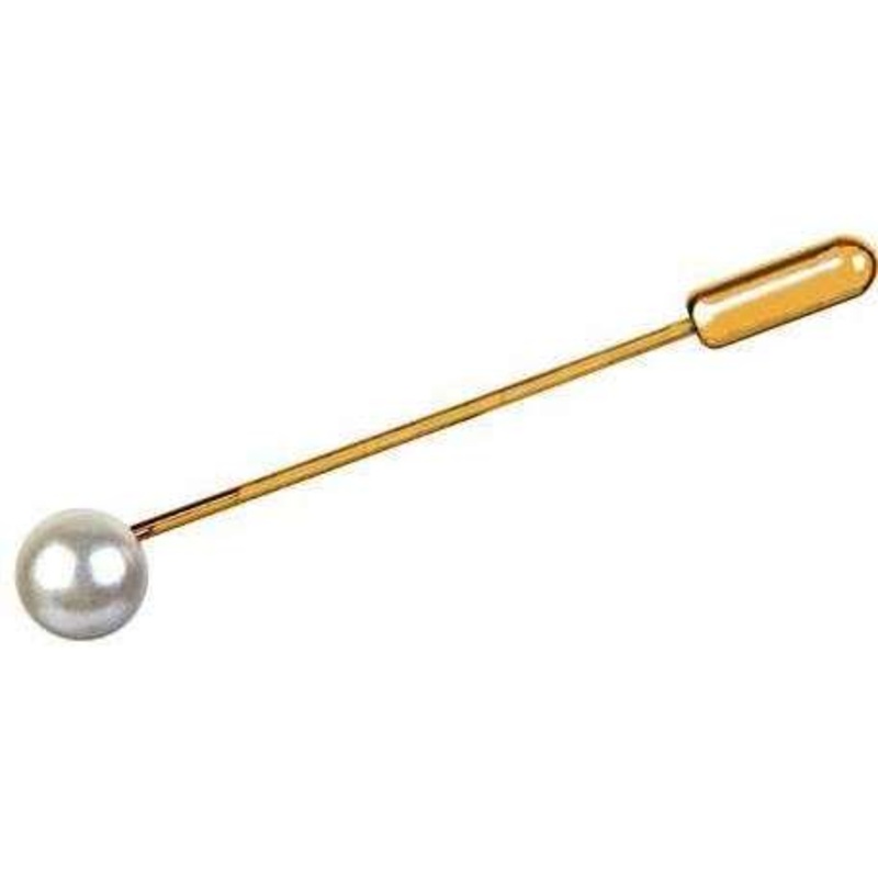 David Van Hagen Gold Plated Synthetic Pearl Cravat Pin - Gold
