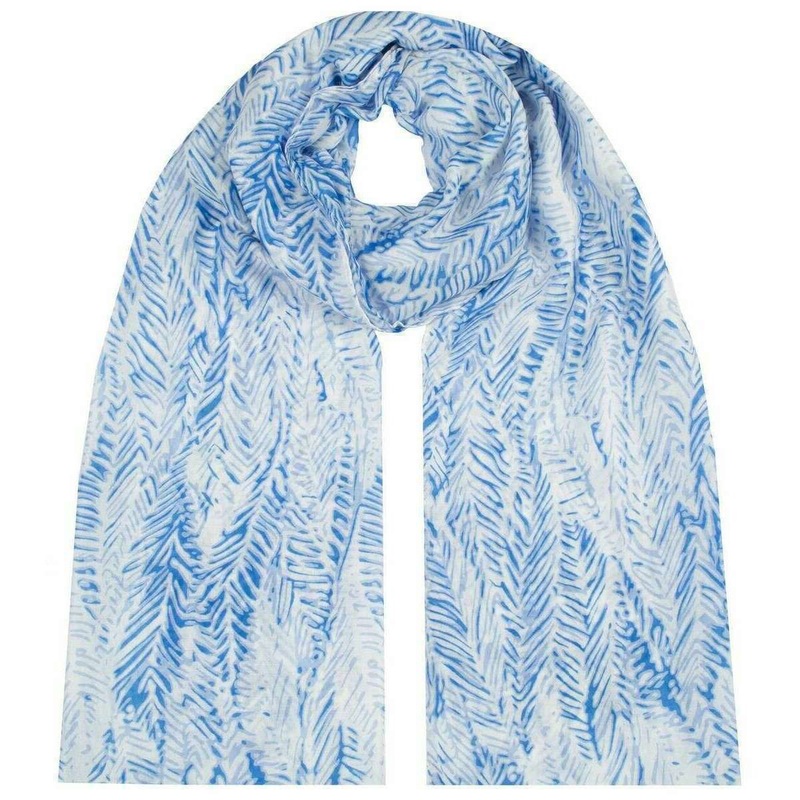 Dents Feather Print Lightweight Scarf - Blue