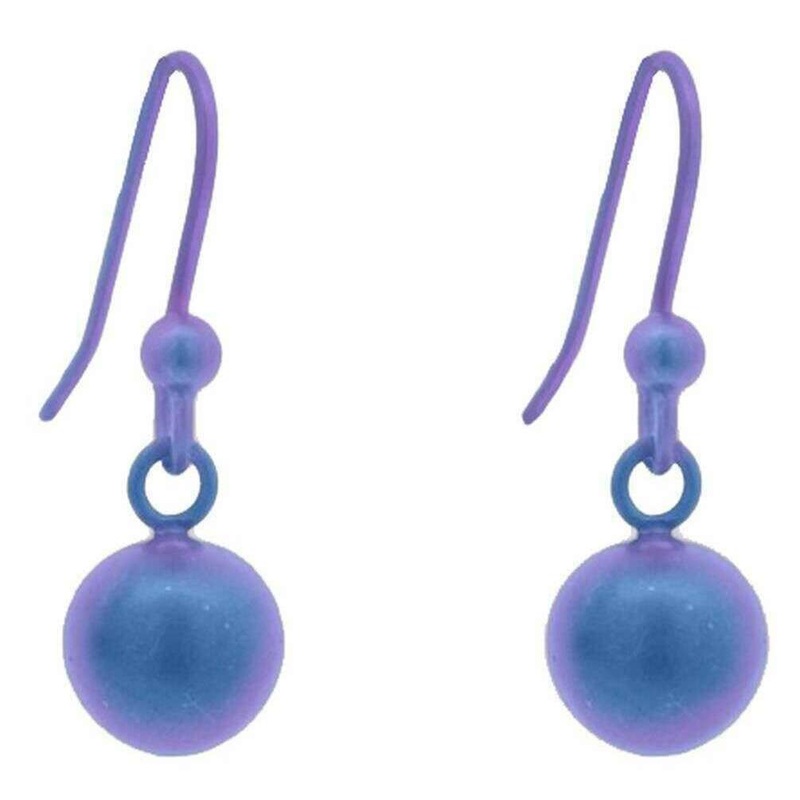 Ti2 Titanium Bead Drop Earrings - Purple
