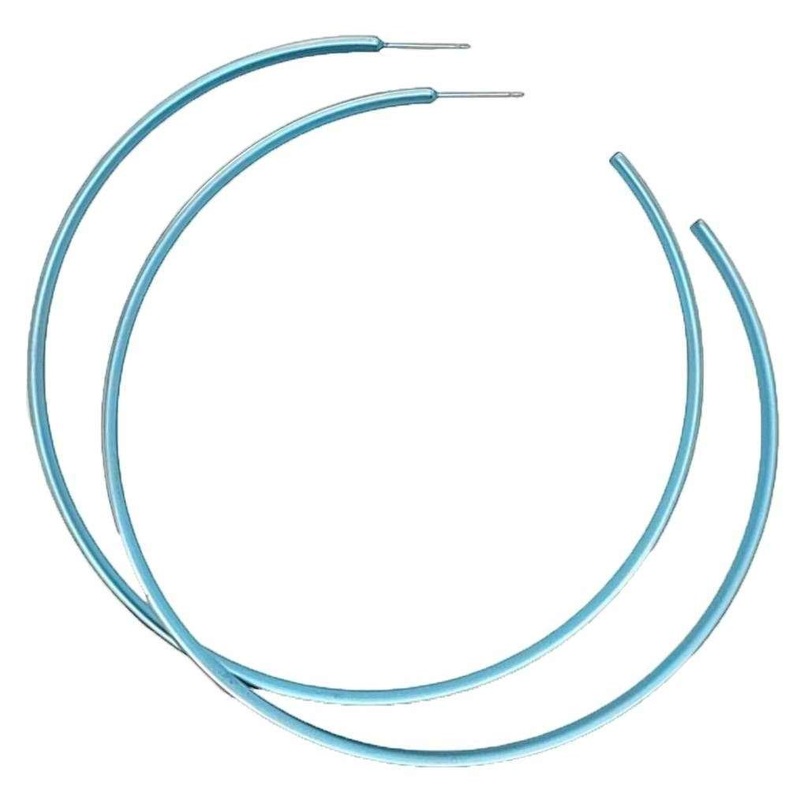 Ti2 Titanium Extra Large Hoop Earrings - Light Blue