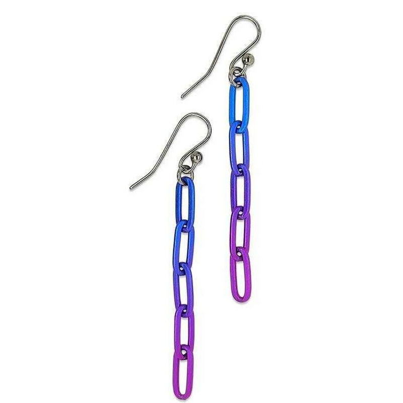 Ti2 Titanium Paperclip Drop Earrings - Pink