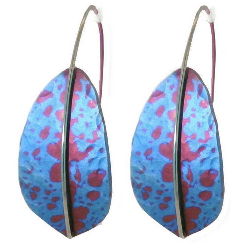 Ti2 Titanium Shield Drop Earrings - Blue
