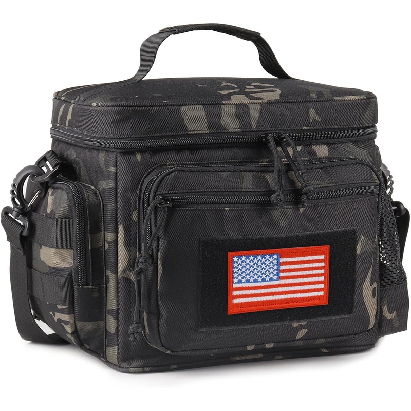 ATRIPACK Lunch Box for Men, Tactical Lunch Bag MOLLE Webbing Leakproof Insulated Large Lunch Cooler Women Adult Meal with Adjustable Shoulder Strap Durable Lunch Pail (Camo-Black)