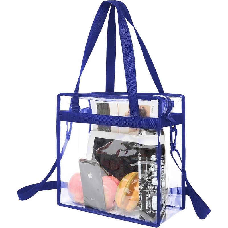 BAGAIL Clear Bags Stadium Approved Clear Tote Bag with Zipper Closure Crossbody Messenger Shoulder Bag with Adjustable Strap