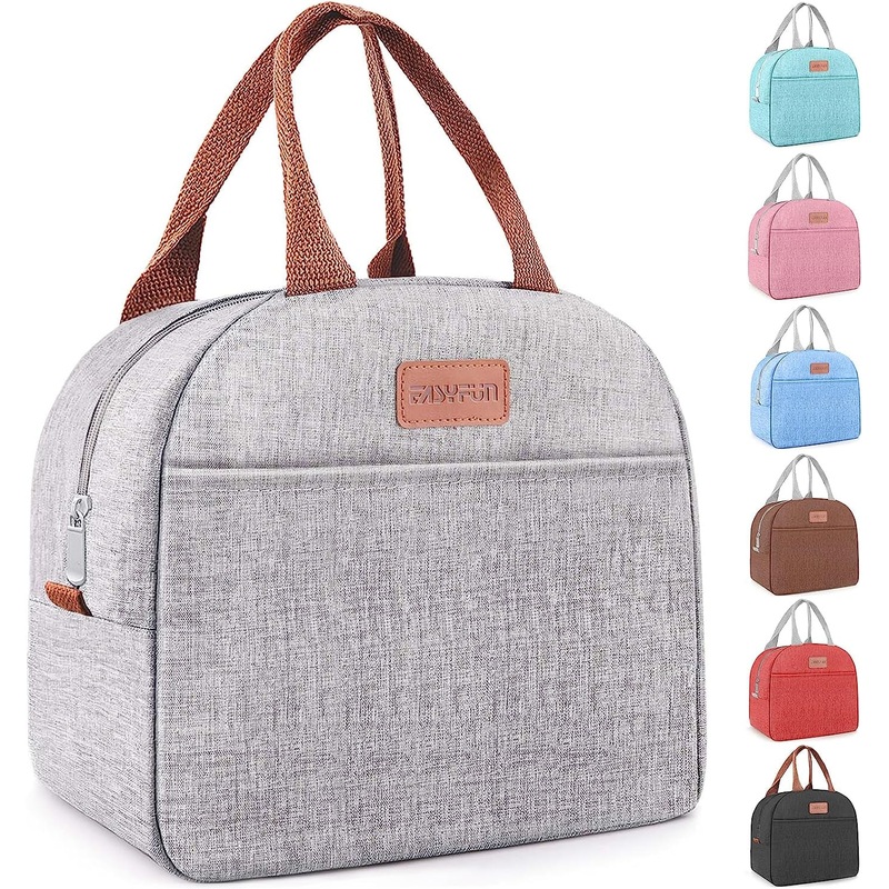 Insulated Lunch Bag, Leakproof Cooler Lunch Tote Bag, Gray