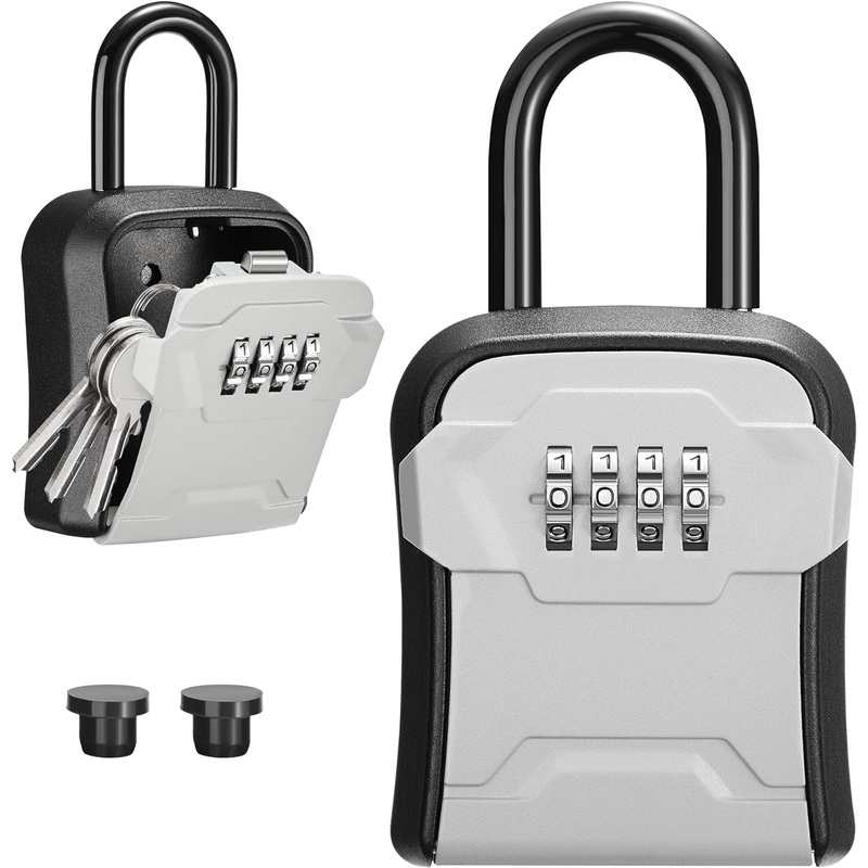 Key Lock Box Wall Mount, Resettable Code Lockbox for Apartment Realtors Keys Storage, Gray