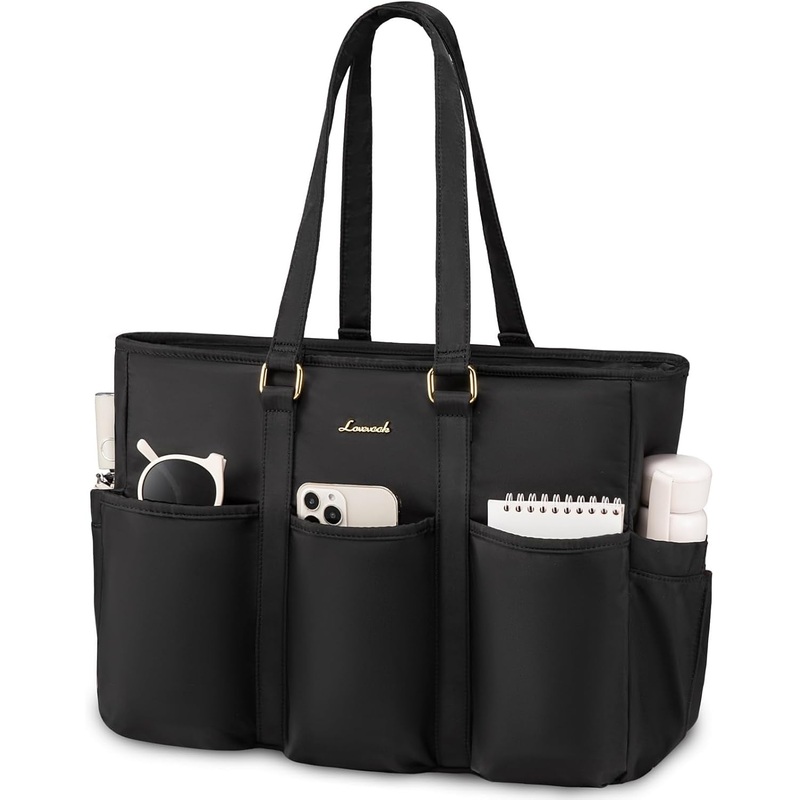 LOVEVOOK Laptop Tote Bag for Women Work, Teacher Tote Bag Nurse Bag with Large Cup Holder, Utility Professional Computer Bag for Work/Travel/College/Daily, Large Purse Handbag with Multi Pockets