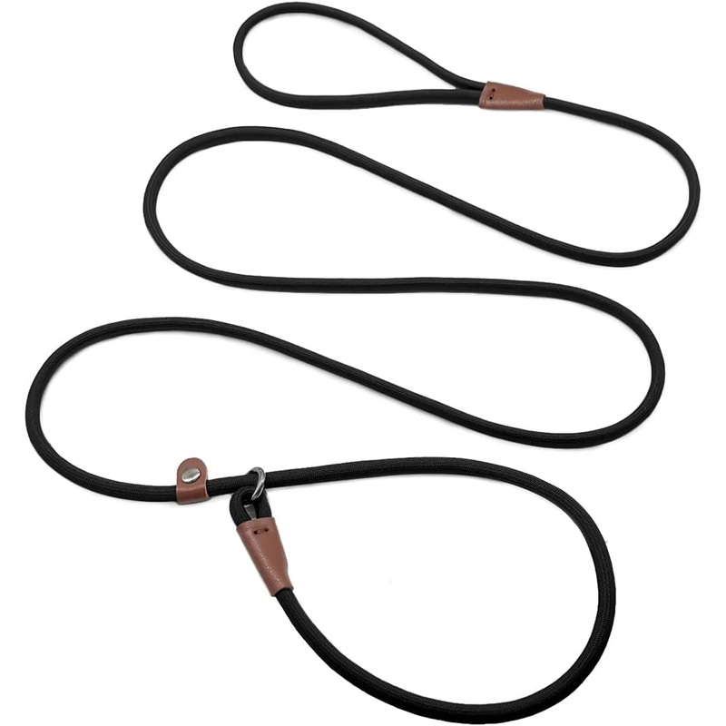 Maypaw Slip Lead Control Leash for Dogs No Pull, 13+ Colors Classic Dog Lead 7 FT Pet Slip Leash, 1/4 Rope Leashes for Small Medium Animals (7Ft*1/4", Black)