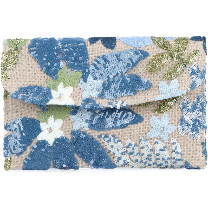 Oweisong Floral Clutch Purses for Women Summer Embroidery Purses Sequin Beaded Evening Bag for Formal