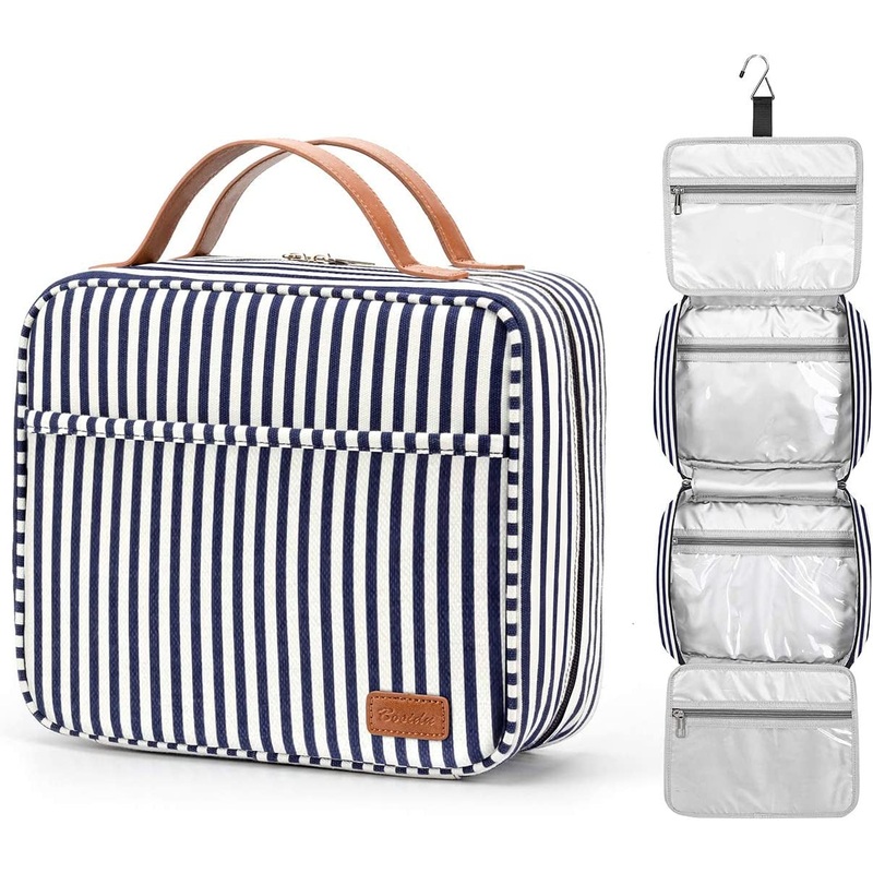 Travel Toiletry Bag with 4 Compartments & Hanging Hook, Cosmetic Organizer Bag