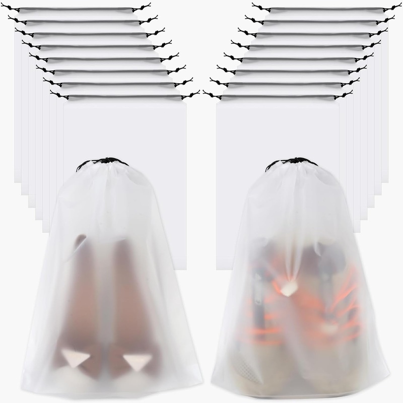 Waterproof Travel Shoe Bags with Drawstring, 18 Pack Unisex