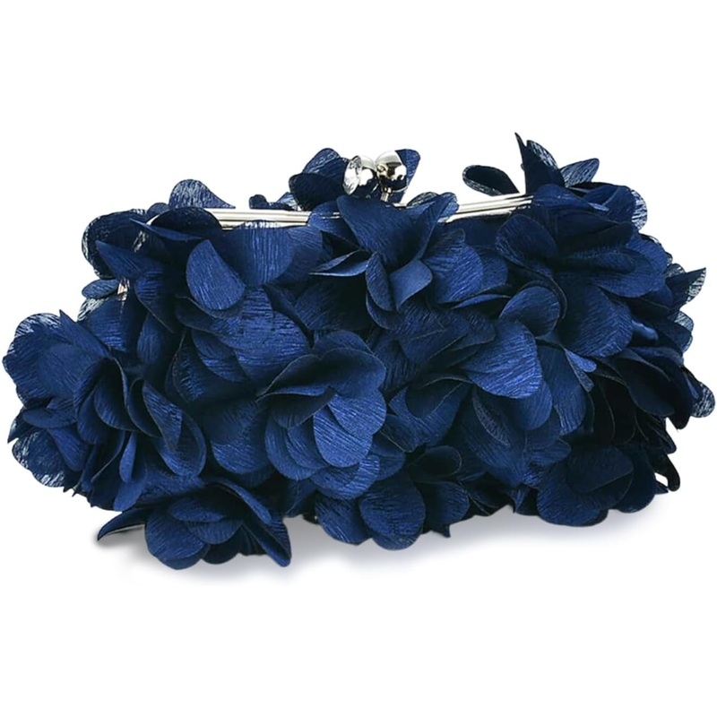 Women Elegant Evening Purse, Small Floral Clutch Bag with Detachable Chain for Wedding, Party, Prom