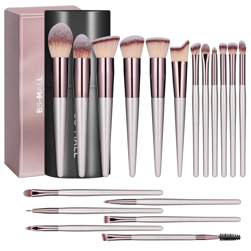 18-Piece Makeup Brush Set with Black Case for Foundation, Blush, Powder & Eye Makeup