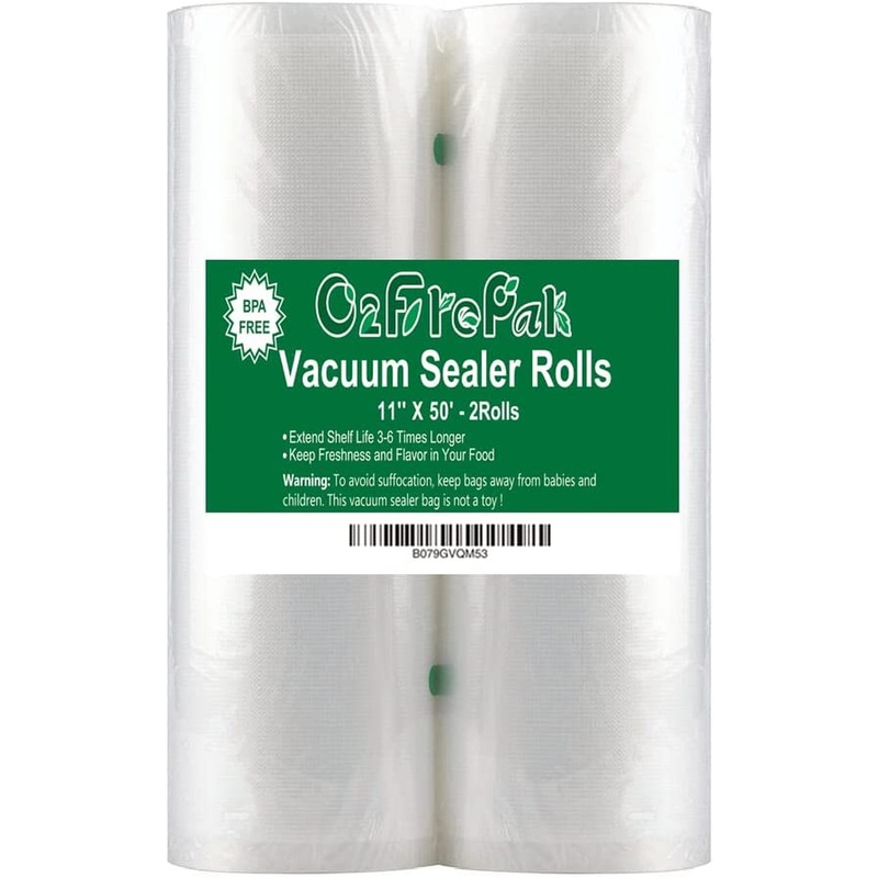 2 Pack Heavy Duty Vacuum Sealer Rolls, 11" x 50', Total 100Feet, BPA Free for Sous Vide & Food Storage