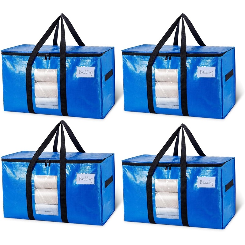 4 Pack Heavy Duty Moving Bags with Visible Window & Handles for Moving & Storage