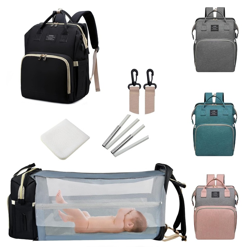 7 in 1 Travel Diaper Backpack with Changing Station and USB Charging Port