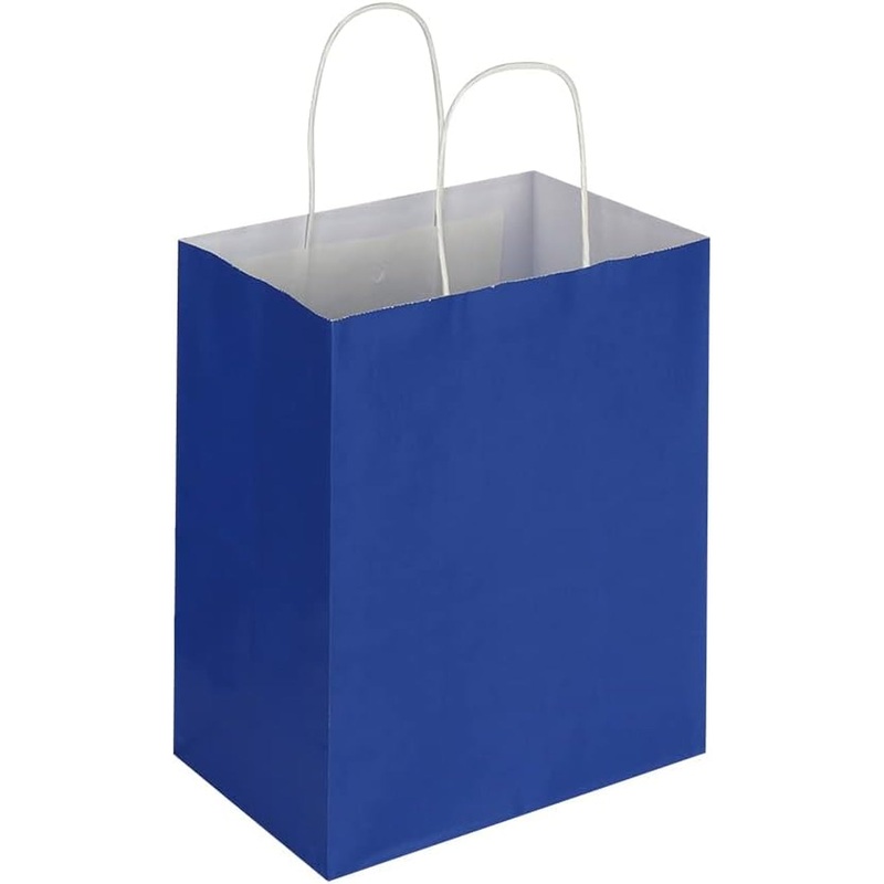 Eco-friendly Kraft Paper Gift Bags with Handles (50-Pack, Royal Blue)