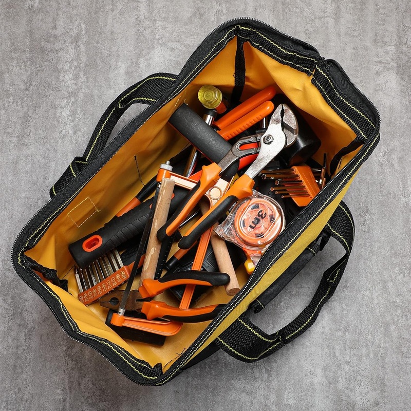 Heavy Duty Tool Tote Bag for Men with Waterproof Hard Bottom, 13 Inch, 3 Pack