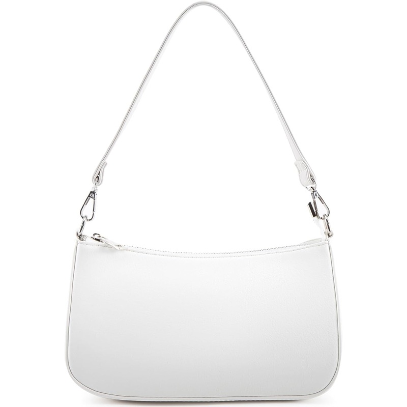 Shoulder Bag with 2 Removable Straps, Small CrossBody Bag Handbag for Women, White
