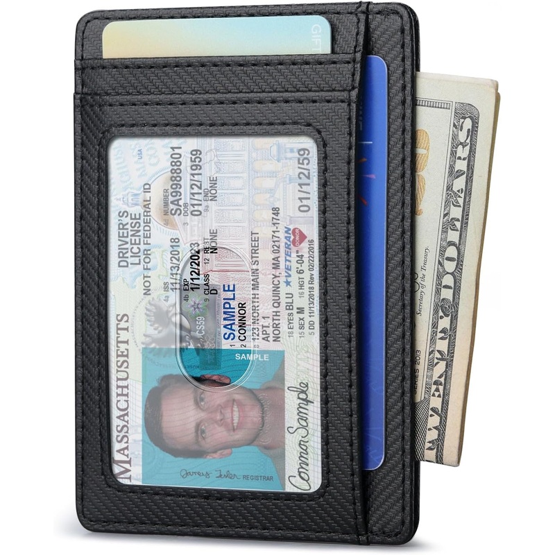 Slim Minimalist Front Pocket Leather Wallets, Unisex Peak Black