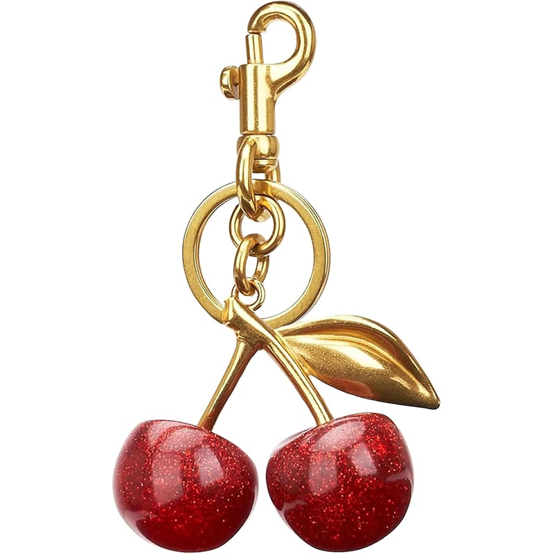 Sparkling Cherry Keychain Charm, Cute Metal Charm for Bag, Purse & Car-Key