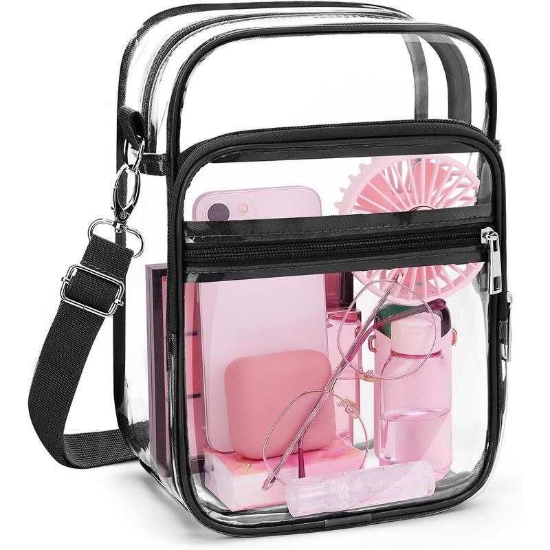 Stadium Approved Clear Crossbody Bag with Adjustable Strap for Concerts, Sports & Festivals