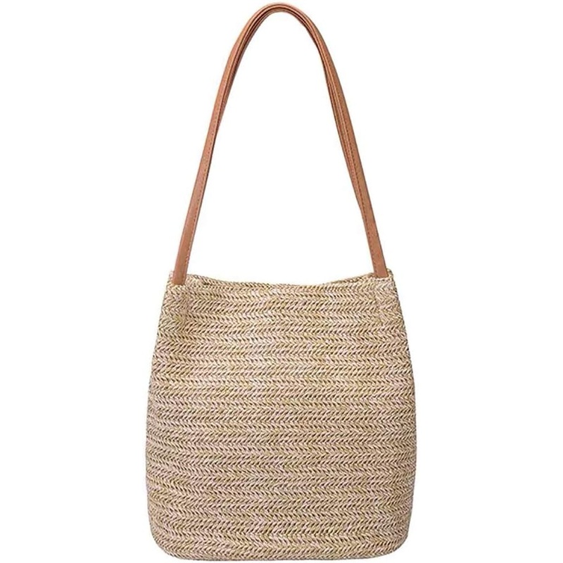 Straw Beach Totes Bag, Woven Buckets Handbag for Women, Summer Shoulder Bag