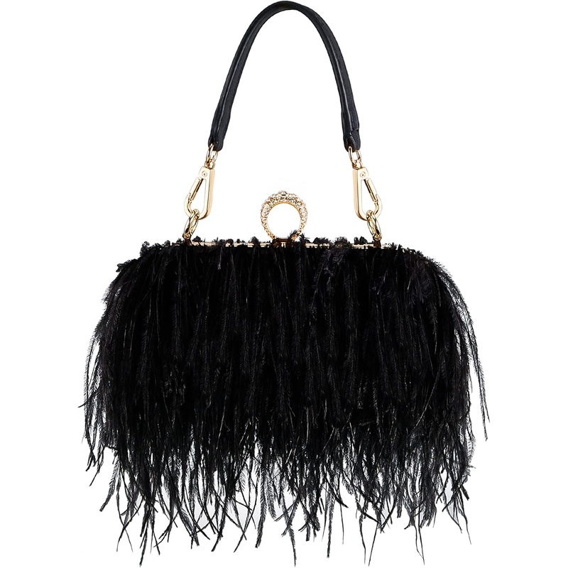 Tessco Women Ostrich Feather Tote Bag, Evening Clutch bag