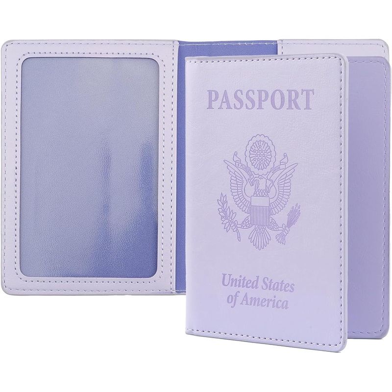 Travel Passport Wallet with Vaccine Card Slot, Unisex, Light Purple