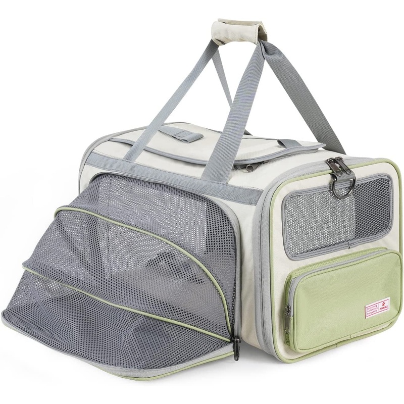TSA Approved Soft Sided Pet Carrier with ID Tag Expandable Side and Mesh Ventilation for Pet Up to 13 lbs