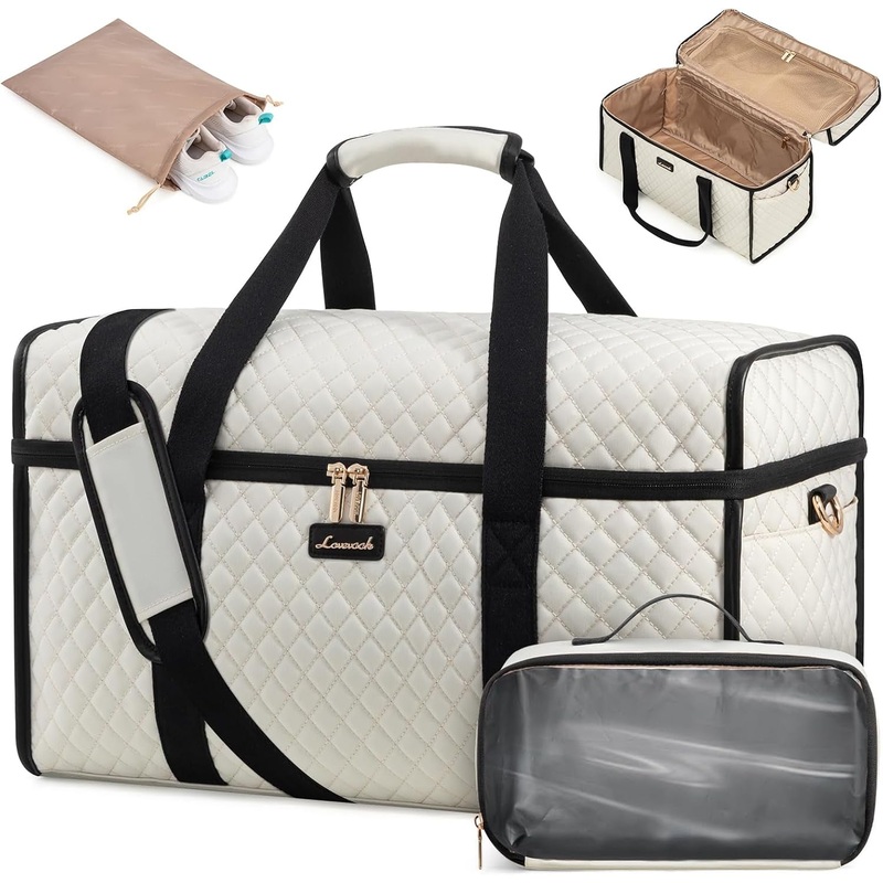 Weekend Travel Duffle Bag with Toiletry Bag & Shoe Bag, Yoga Gym Bag, Labor Bag, 3-Piece
