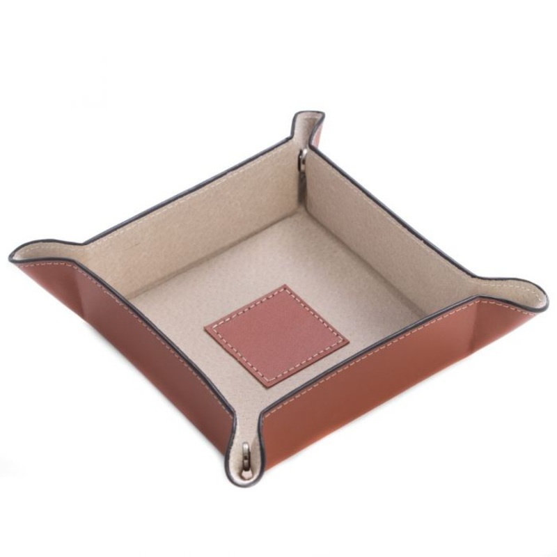 Bey Berk Leather Snap Tray - Saddle Brown