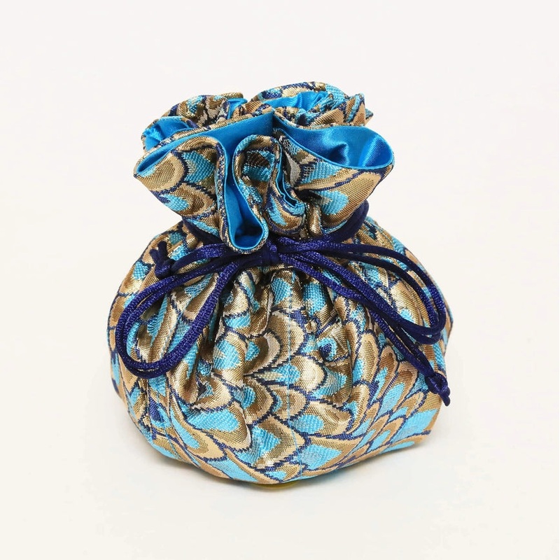 Cathayana Travel Jewelry Pouch - Turquoise & Gold
