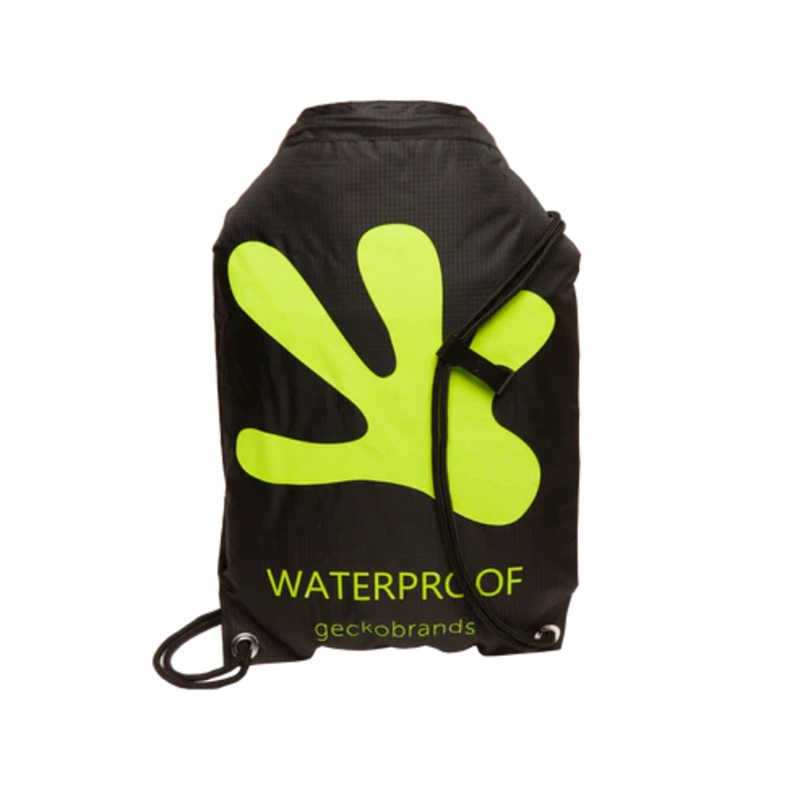 Geckobrands Waterproof Drawstring Backpack - Black/Neon Green