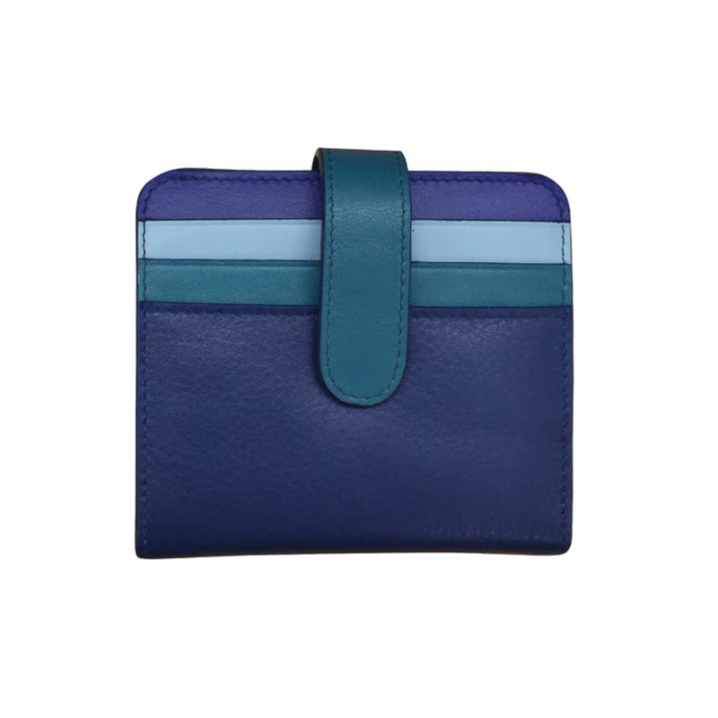 ILI New York Leather Bi-Fold Credit Card Wallet -  Denim Multi