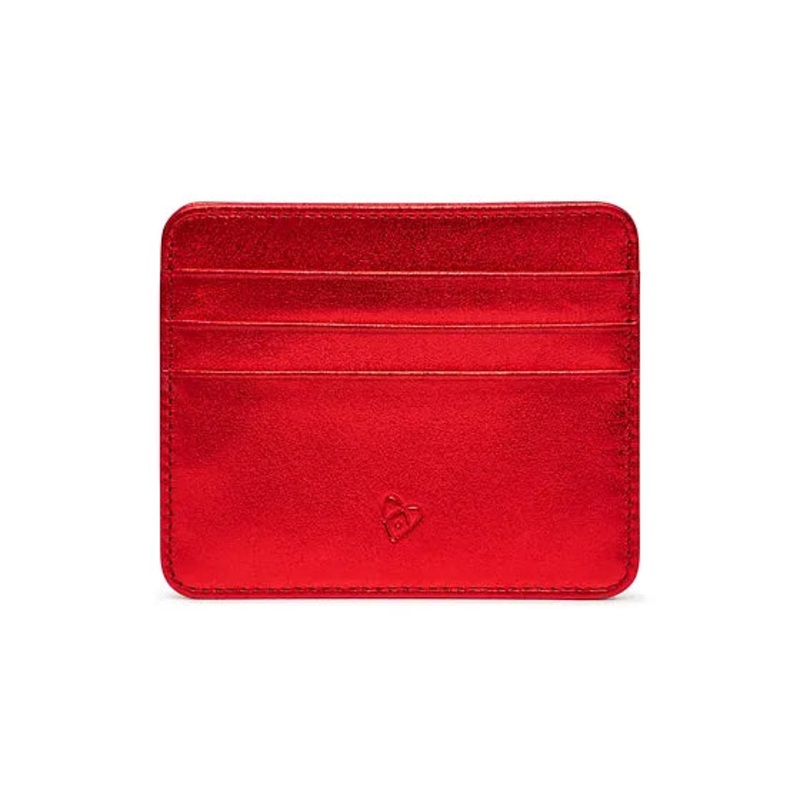 Patent of Heart Andy Leather Card Holder - Metallic Red
