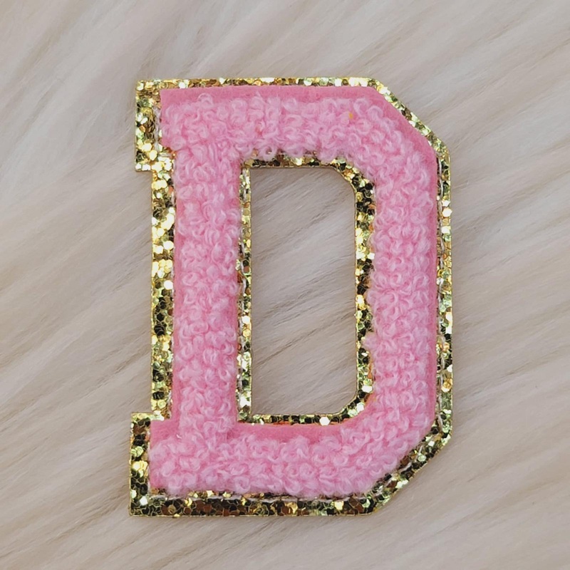Varsity Letter Patch D - Soft Pink